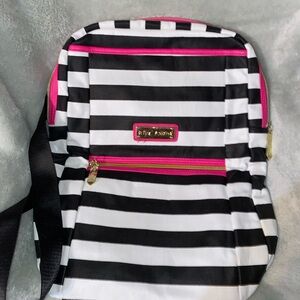 Betsey Johnson Black and White Striped Backpack